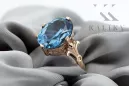 Ring Vintage Jewlery Aquamarine Sterling silver rose gold plated vrc369rp